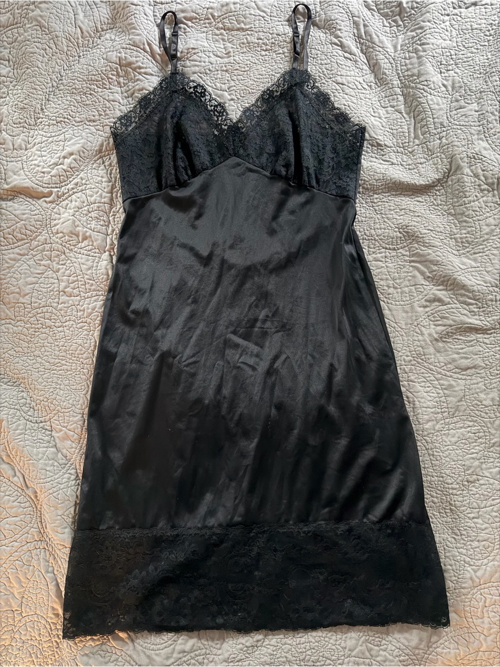 Classic Black Lace-Trim Slip Dress - Women Intimates. Grunge, goth, sexy